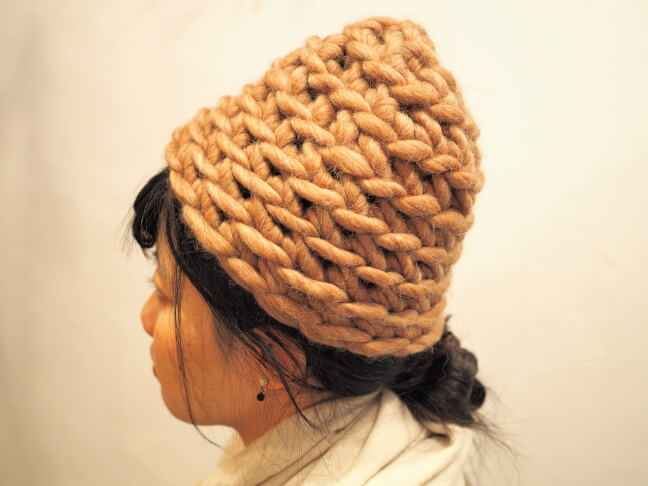 ゆび編み帽子